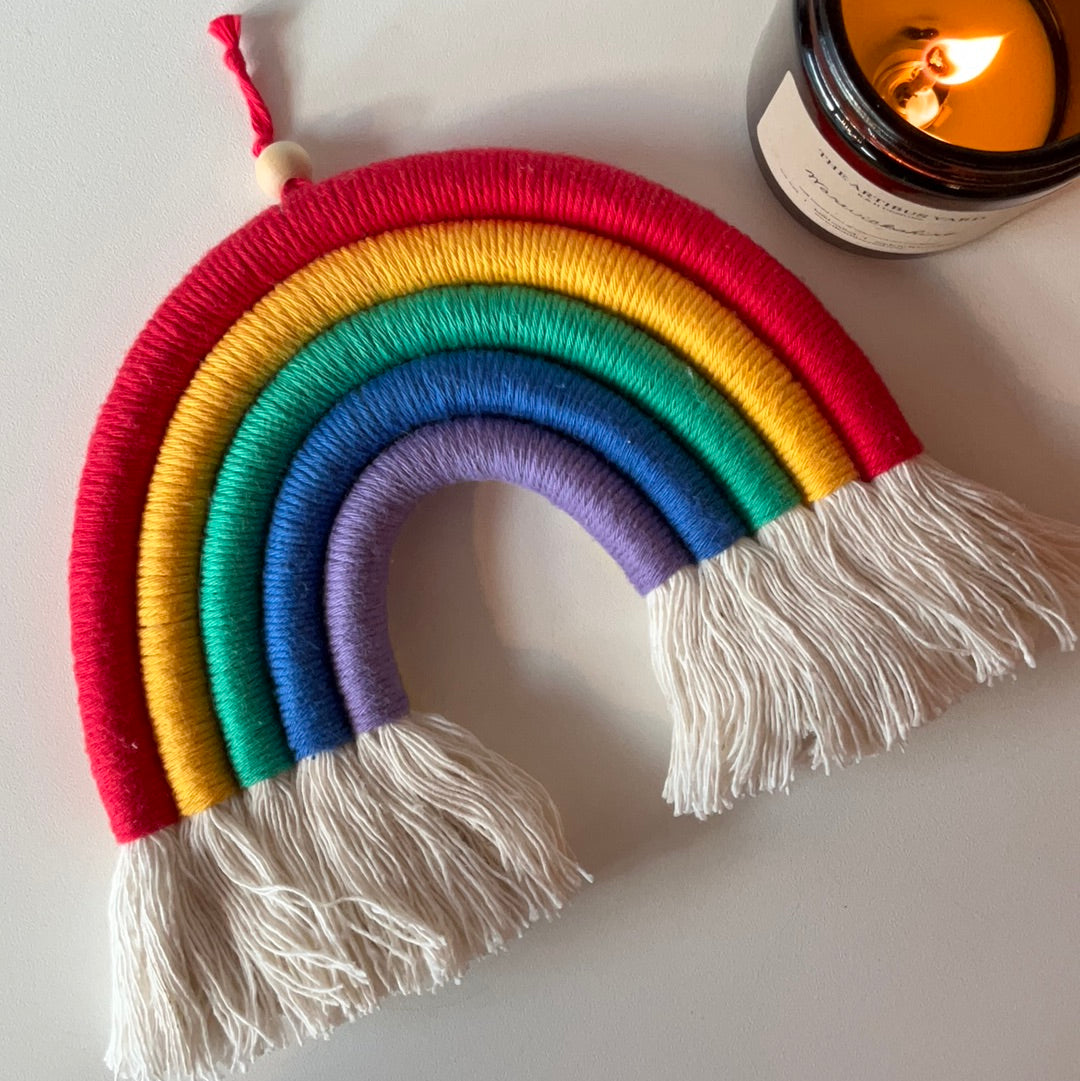 Handmade Macrame Rainbow, Small Bright