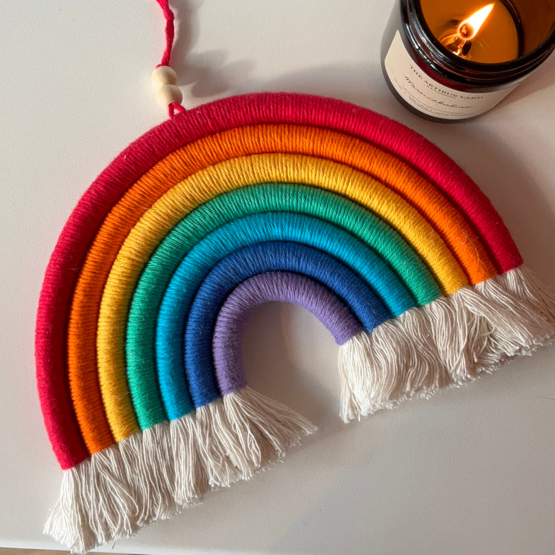 Handmade Macrame Rainbow, Large Bright