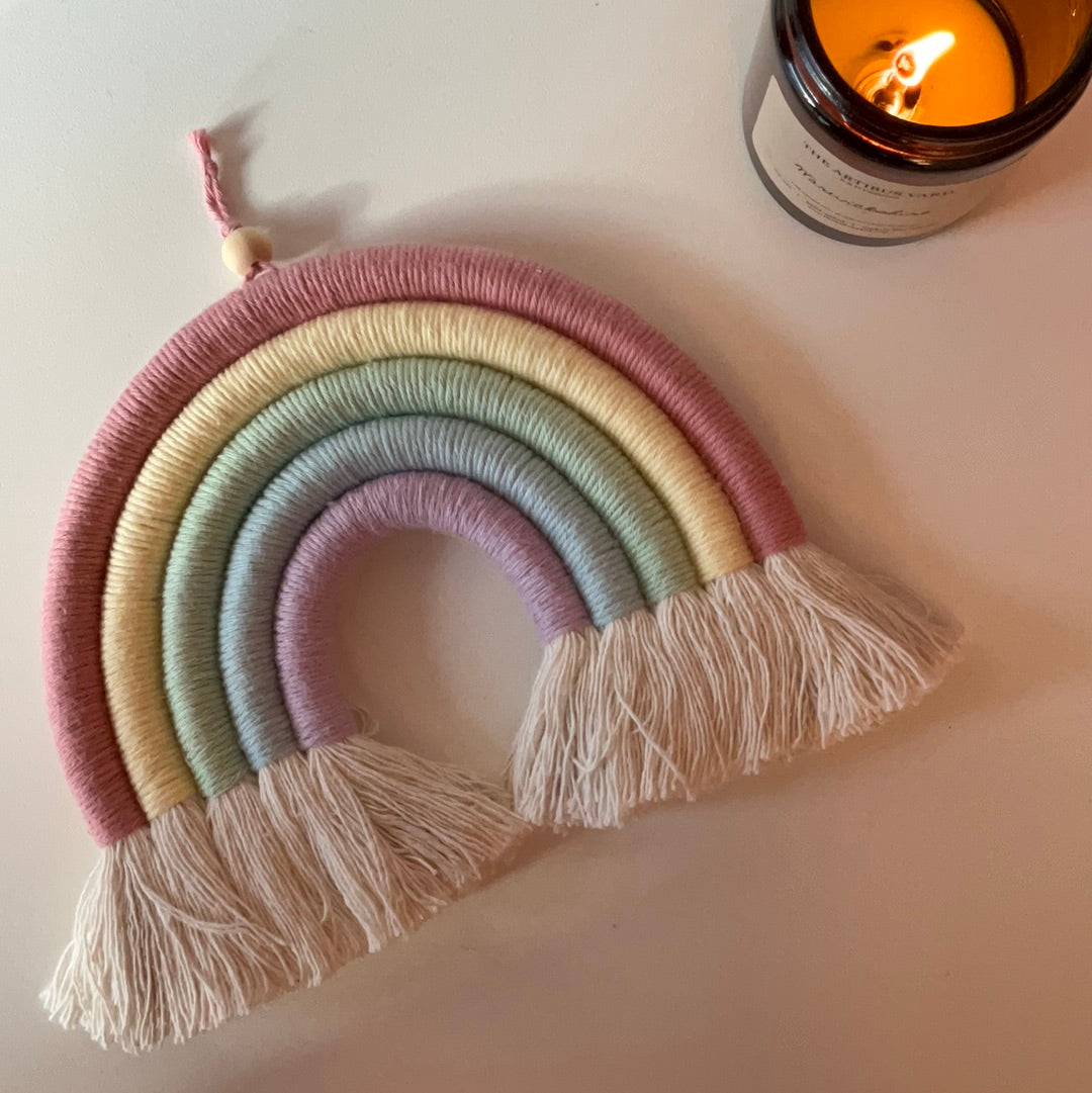 Handmade Macrame Rainbow, Small Pastel