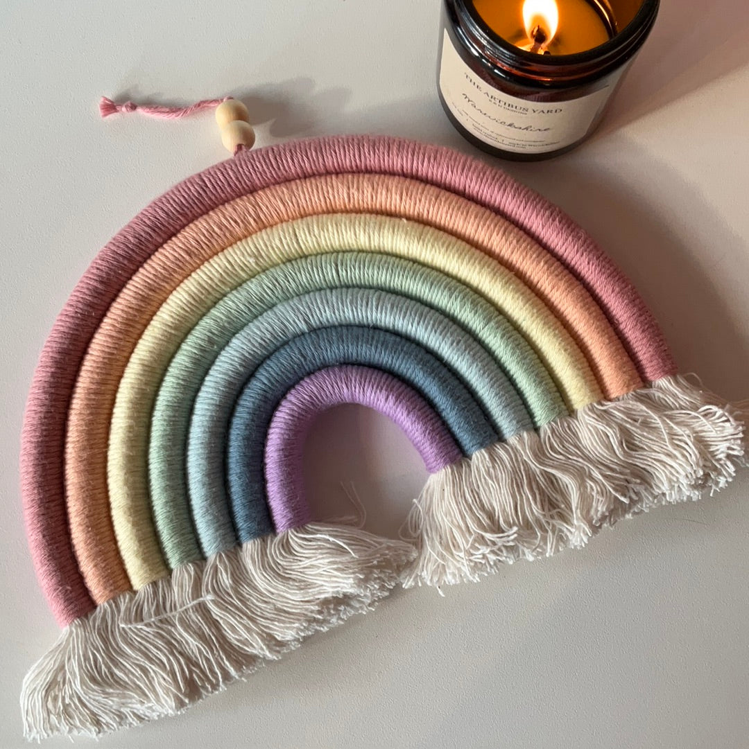 Handmade Macrame Rainbow, Large Pastel