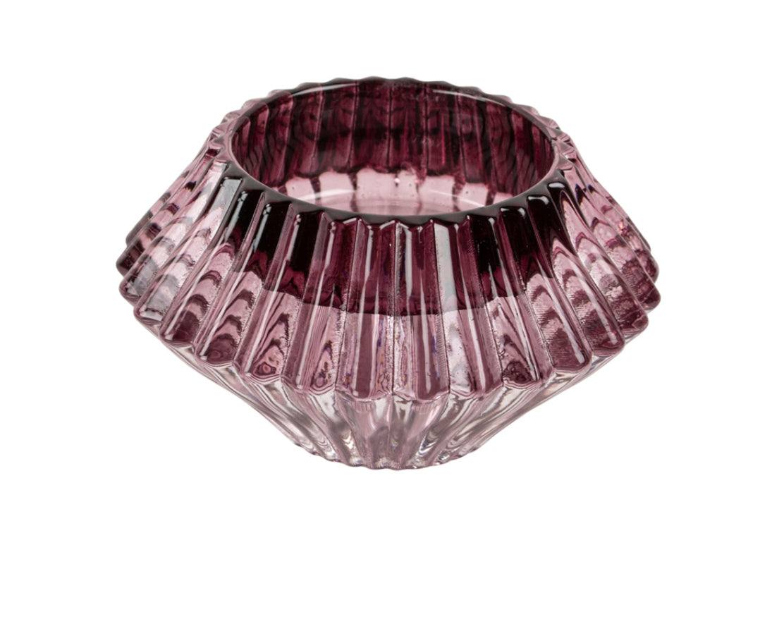 Glass Candleholder Duo, Purple