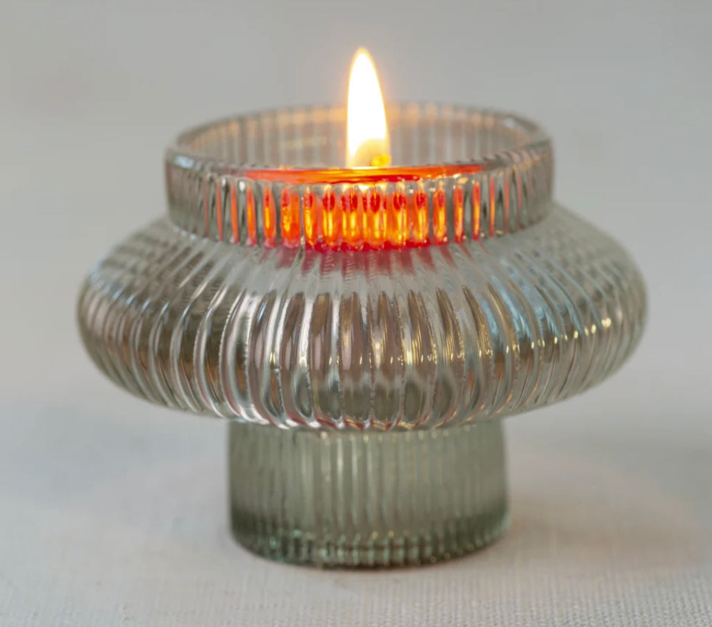 Glass Duo Candle Holder, Green