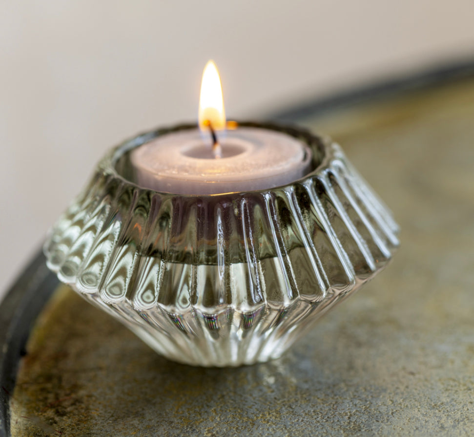 Glass Candleholder Duo, Light Green