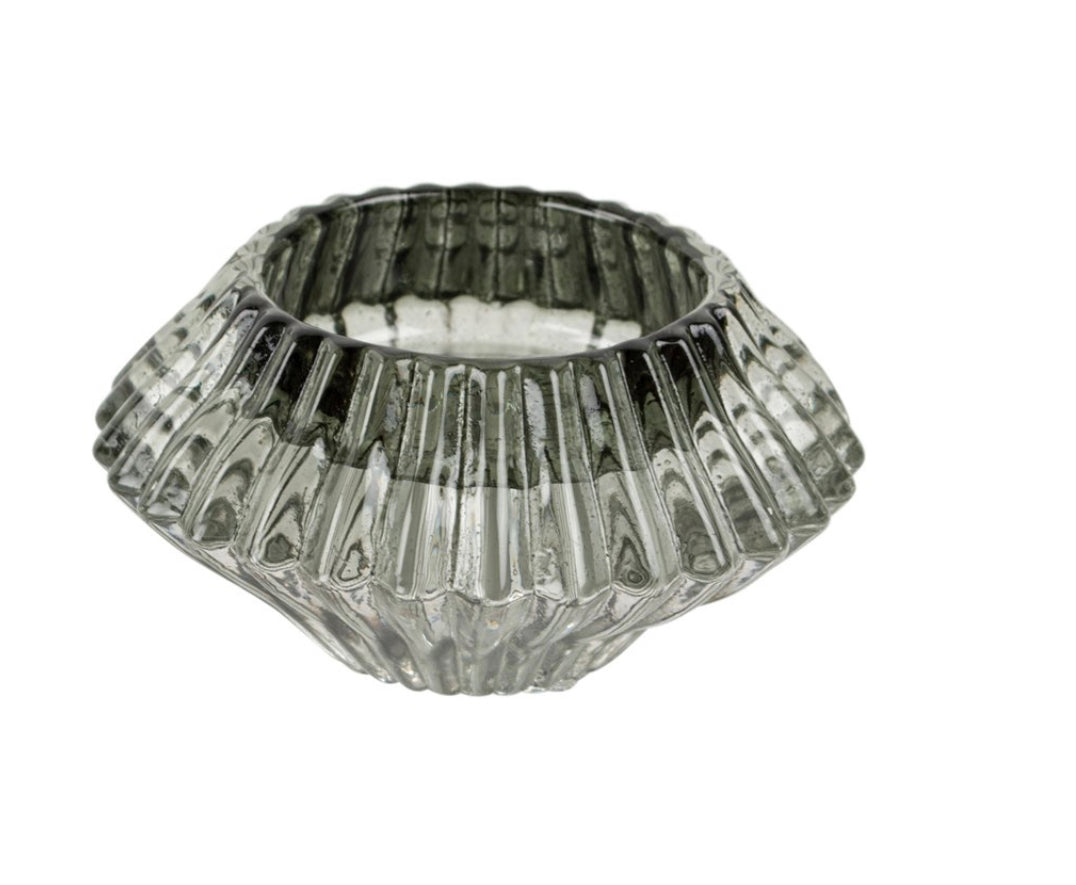 Glass Candleholder Duo, Light Green
