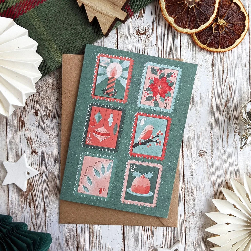 Vintage Stamps Christmas Card