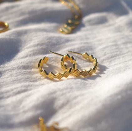 Telos Charm Hoops, Gold