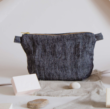 Linen Wash Bag, Herringbone