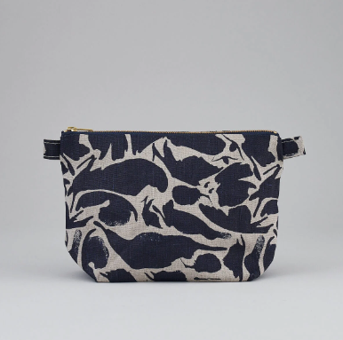 Linen Wash Bag, Navy