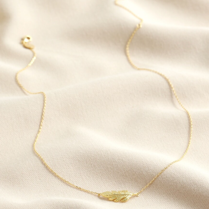Feather Necklace, Gold