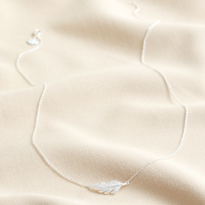Feather Necklace, Silver