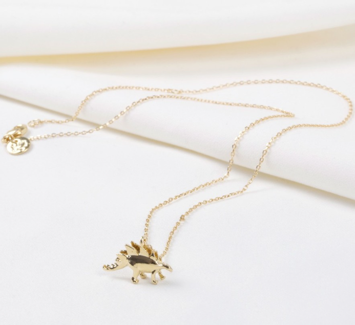 Stegosaurus Necklace, Gold