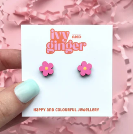PINK FLOWER EARRINGS