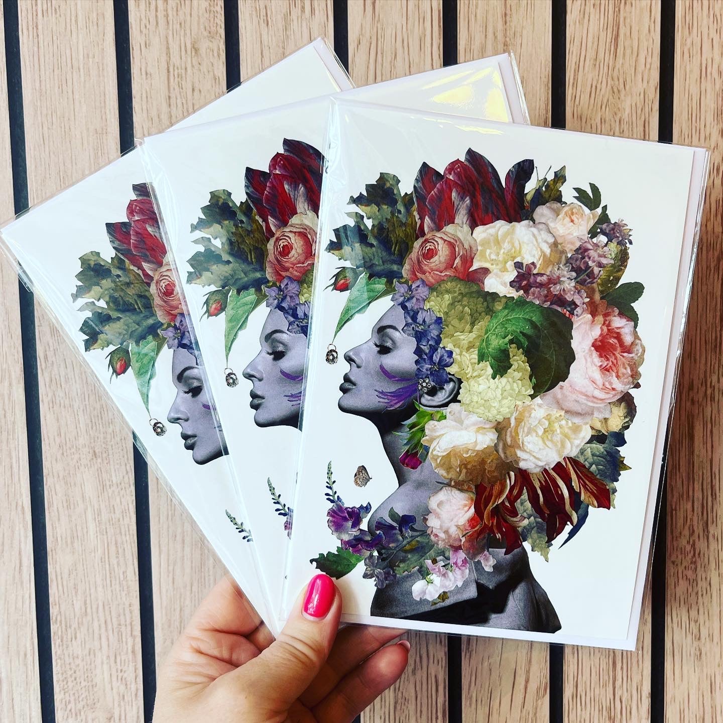 Floral Collage Card, Purple Tone