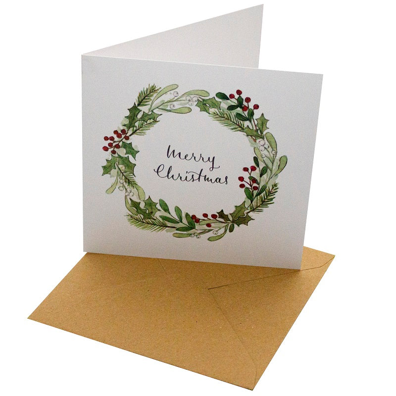 Christmas Greeting Card, Eucalyptus Wreath