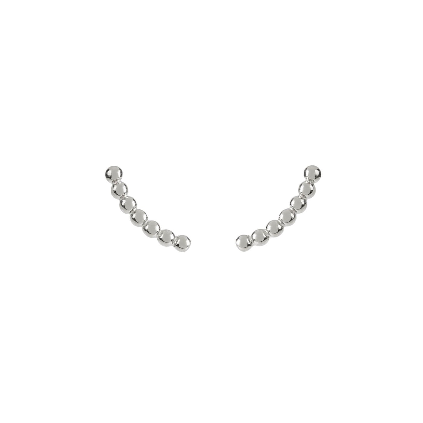 Curved Beaded Studs, Silver