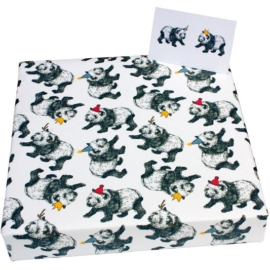 Christmas Wrapping Paper Sheet, Pandas