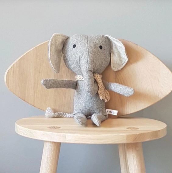 Barnaby the Elephant, navy scarf