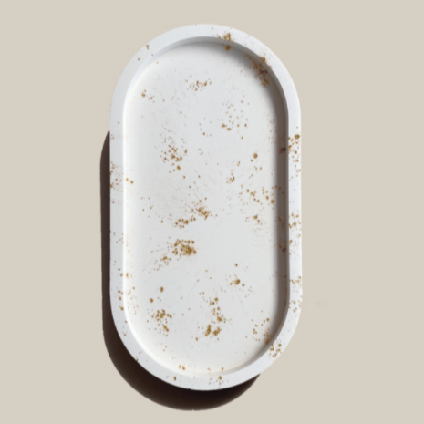 Jesmonite Oval Tray, Speckled Gold