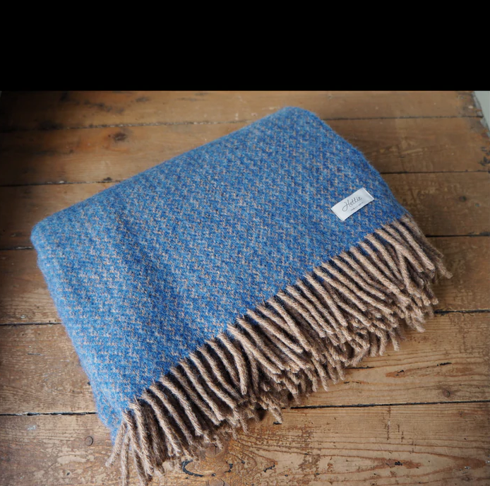 Sea Blue Wool Throw, Platinum Collection