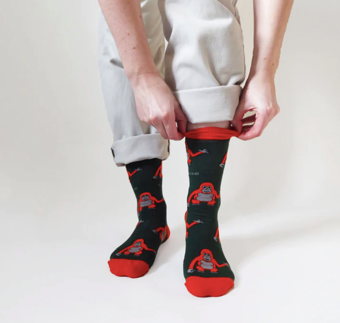 Save the Orangutans Bamboo Socks, Adult size UK 7-11