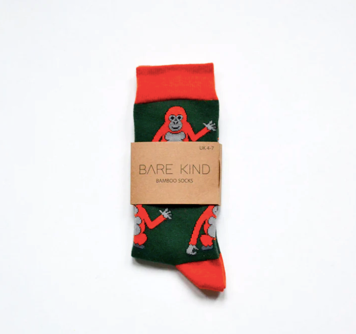 Save the Orangutans Bamboo Socks, Adult size UK 7-11