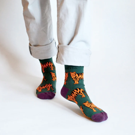 Save the Tigers Bamboo Socks, Adult size UK 4-7