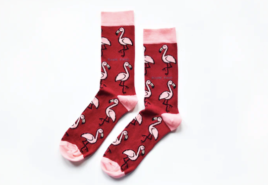 Save the Flamingos Bamboo Socks, Adult size UK 4-7