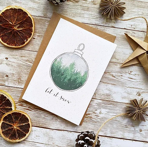 Let It Snow Bauble Christmas Card
