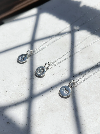 Sterling Silver Mini Good Luck Charm Necklace, Infinity Hoop