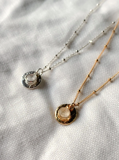 Handmade Gold Vermeil Moonstone Charm Coin Necklace