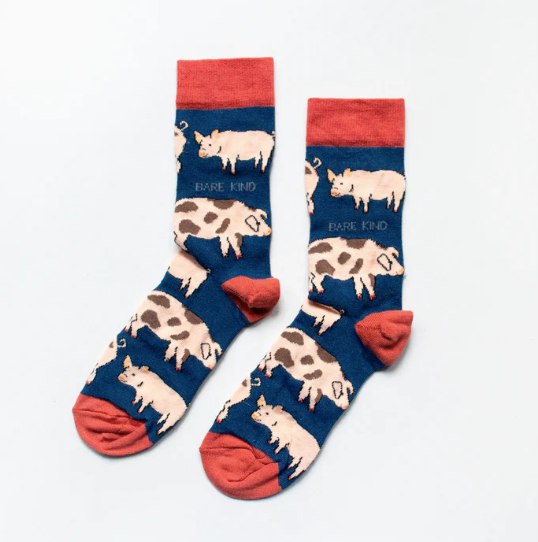 Save the Pigs Bamboo Socks, Adult size UK 4-7