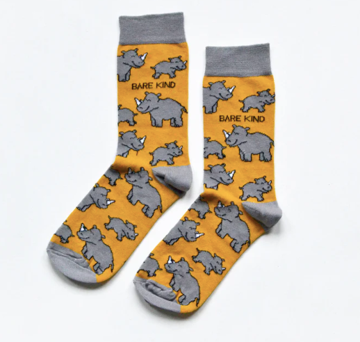 Save the Rhinos Bamboo Socks, Adult size UK 7-11