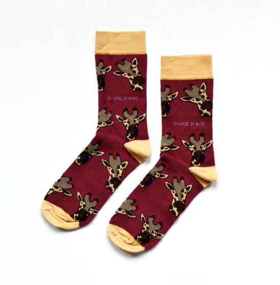 Save the Giraffes Bamboo Socks, Adult size UK 4-7