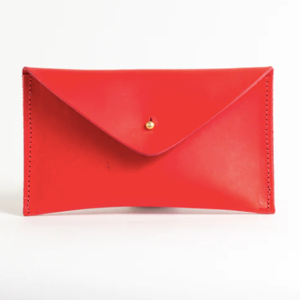 Handmade Leather Mini Envelope Purse, Red