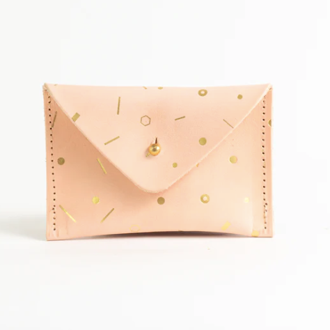 Handmade Leather Mini Envelope Purse, Gold Foil