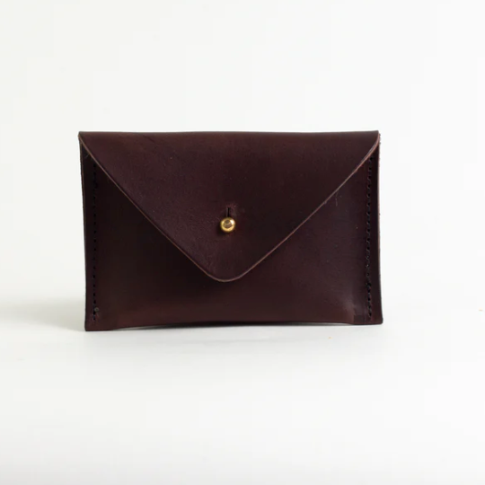 Handmade Leather Mini Envelope Purse, Dark Brown