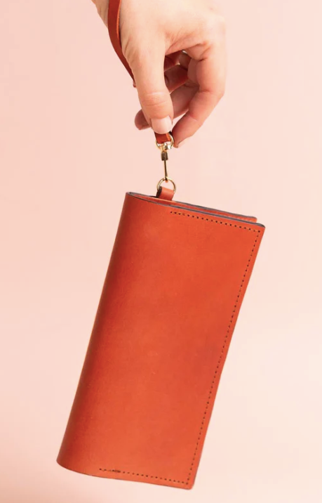 Handmade Leather Minimal Pochette Purse, Chestnut