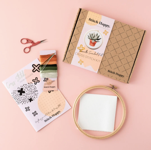 Cross Stitch Kit - Terracotta Succulent Pot