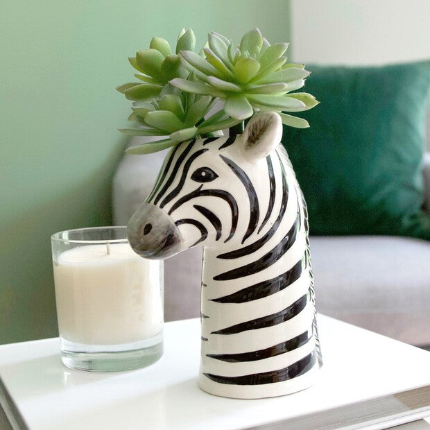 Zebra Head Vase, Ceramic