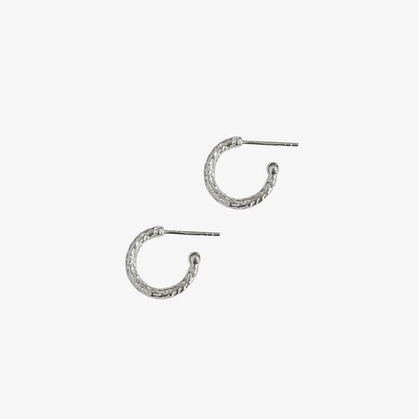 Textured Huggy Hoop, Silver