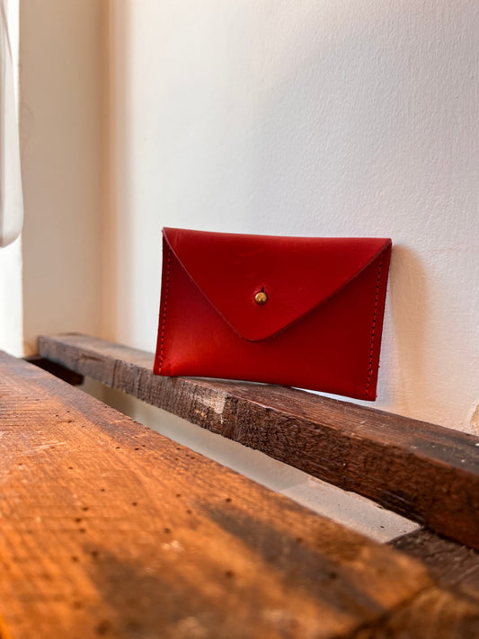 Handmade Leather Mini Envelope Purse, Red