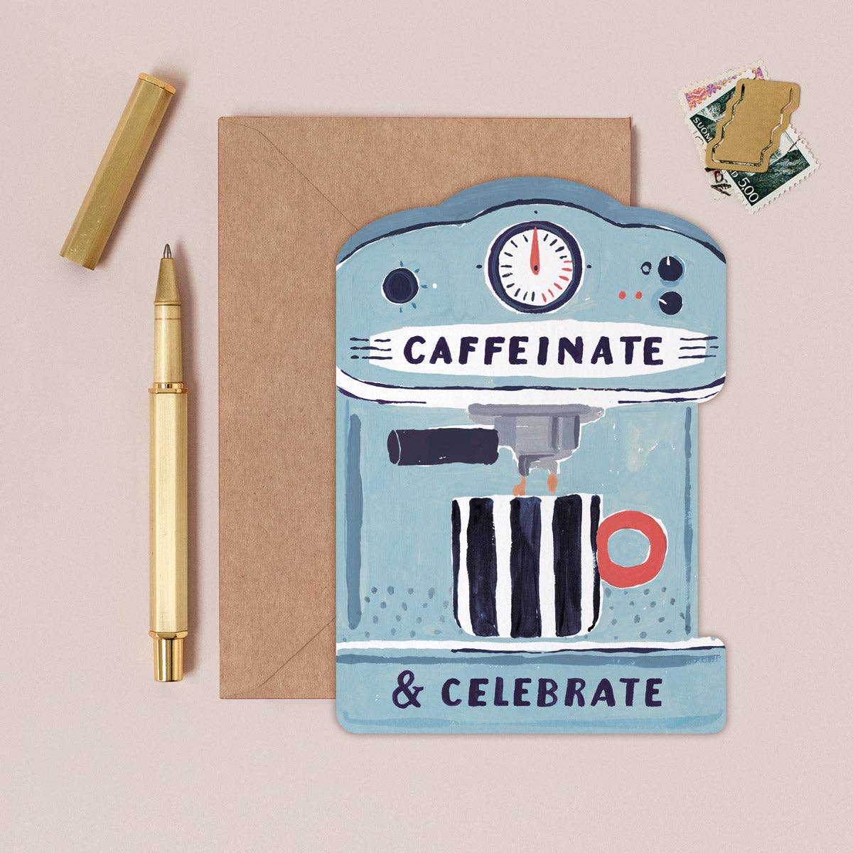 Caffeinate & Celebrate Coffee Machine Birthday Card