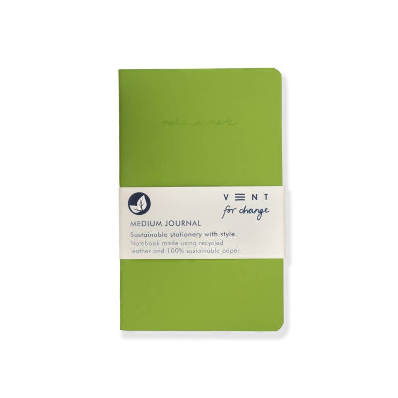 Notebook Recycled Leather Medium Journal | Green
