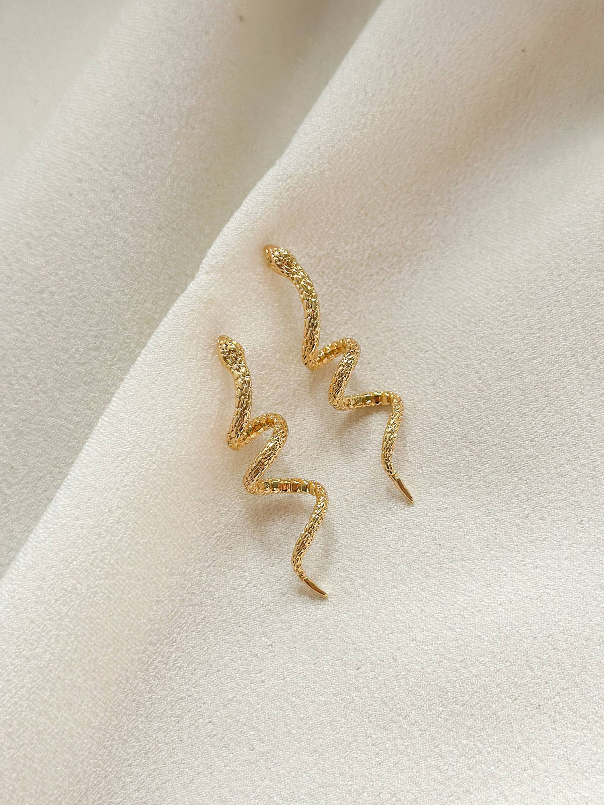 Gold Snake Dangle Earrings