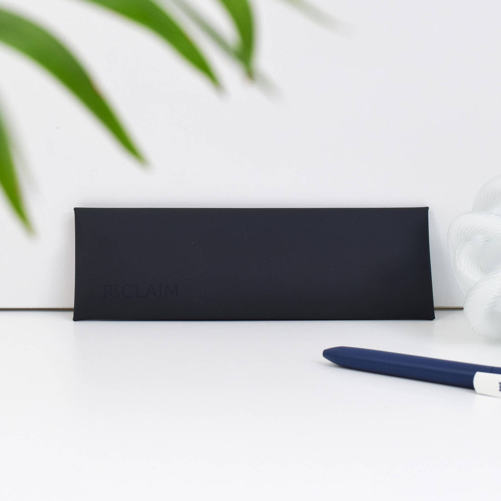 Recycled Leather Pen & Pencil Pouch | Black