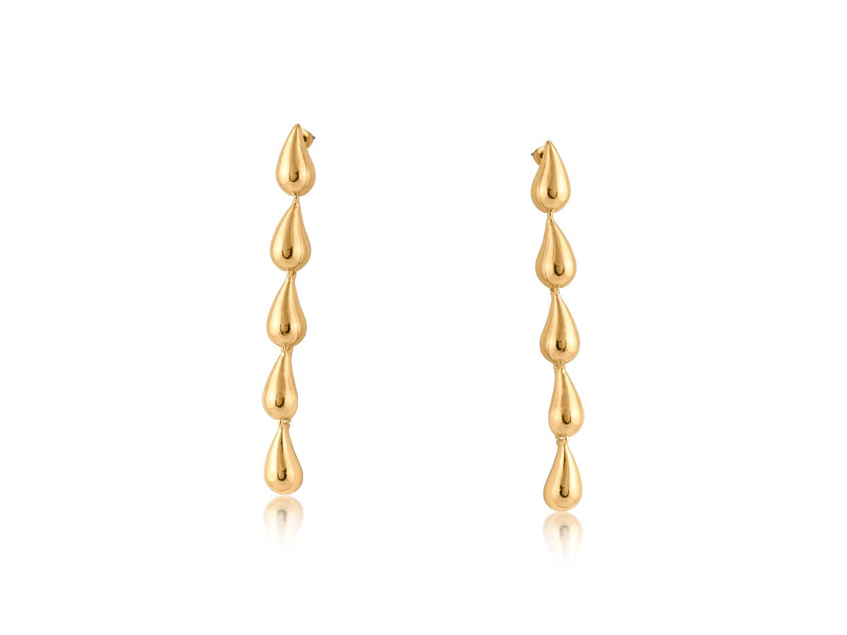 HORTENSE LONG DROP DANGLE EARRINGS, GOLD