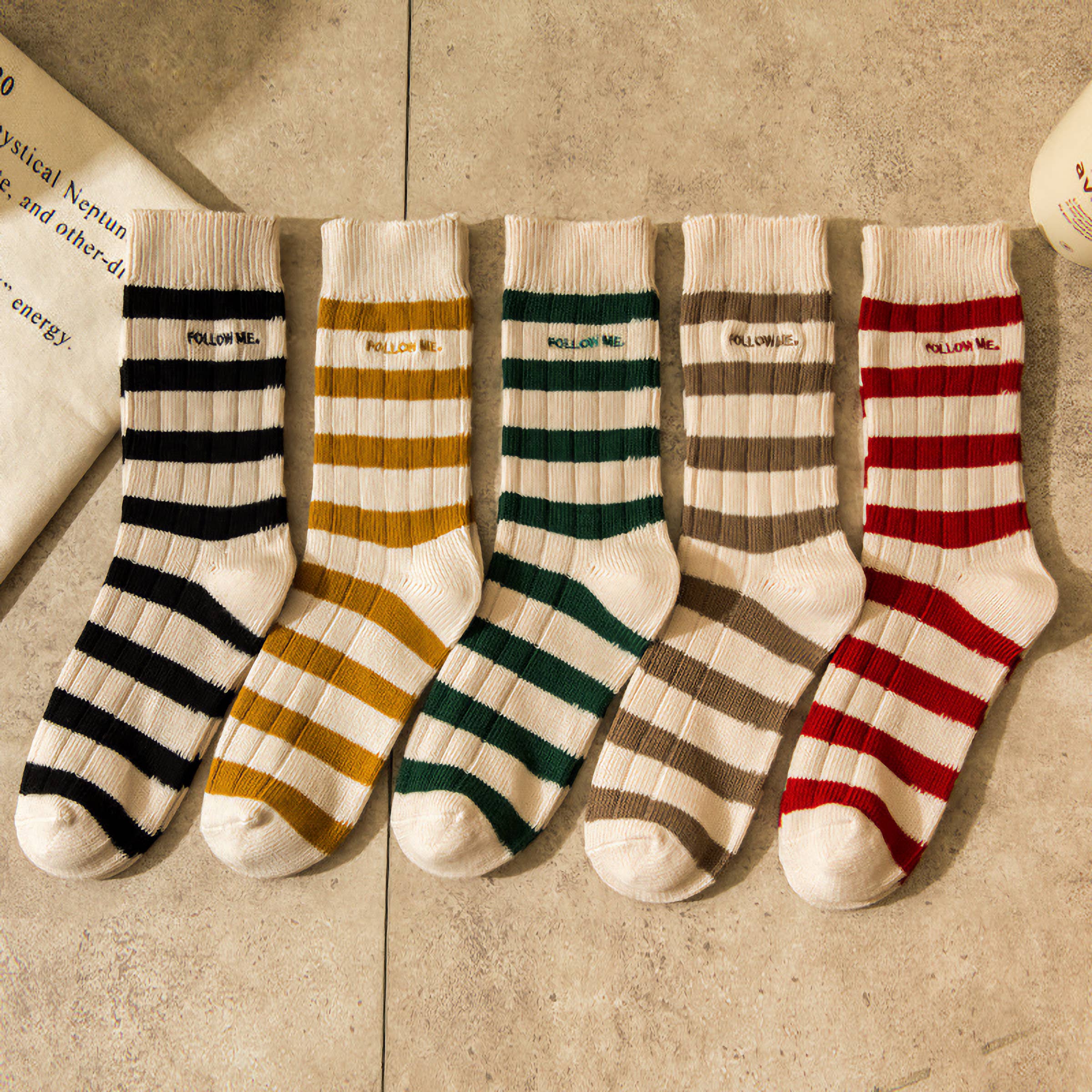 CLASSIC STRIPED SOCKS, BEIGE
