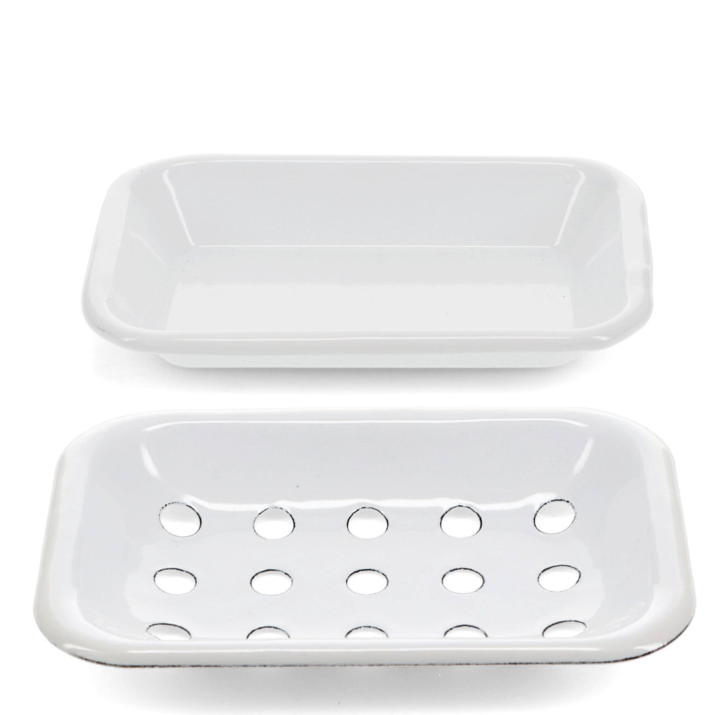 ENAMEL SOAP DISH, WHITE