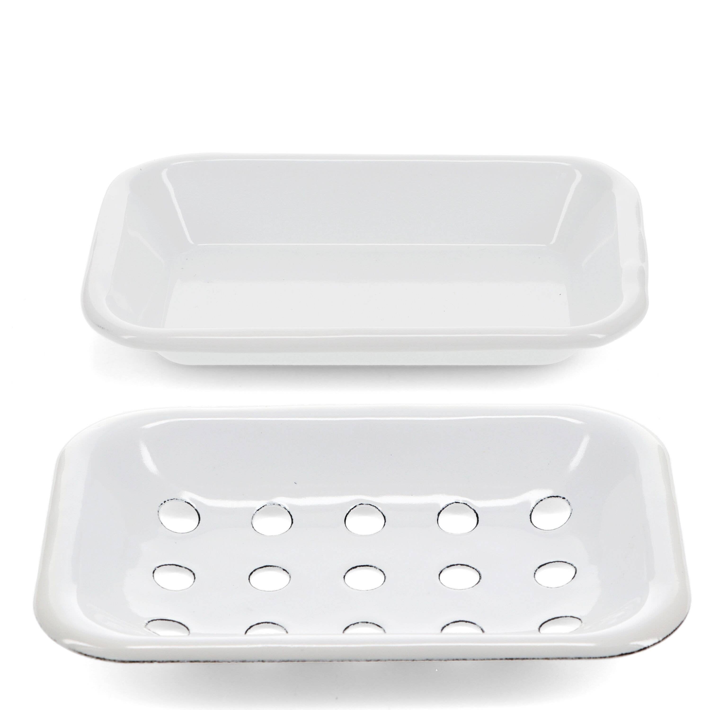 ENAMEL SOAP DISH, WHITE