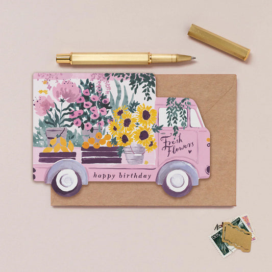 FLOWER TRUCK BIRTHDAY CARD